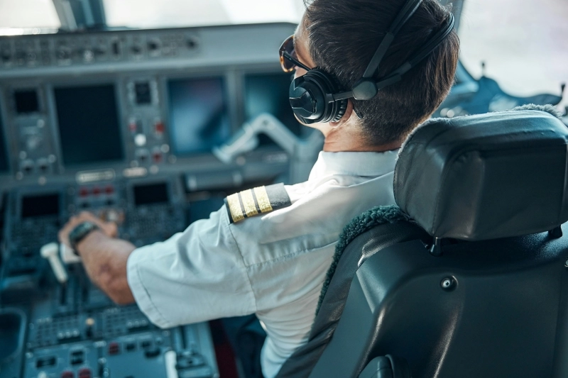 Pilot in a cockpit