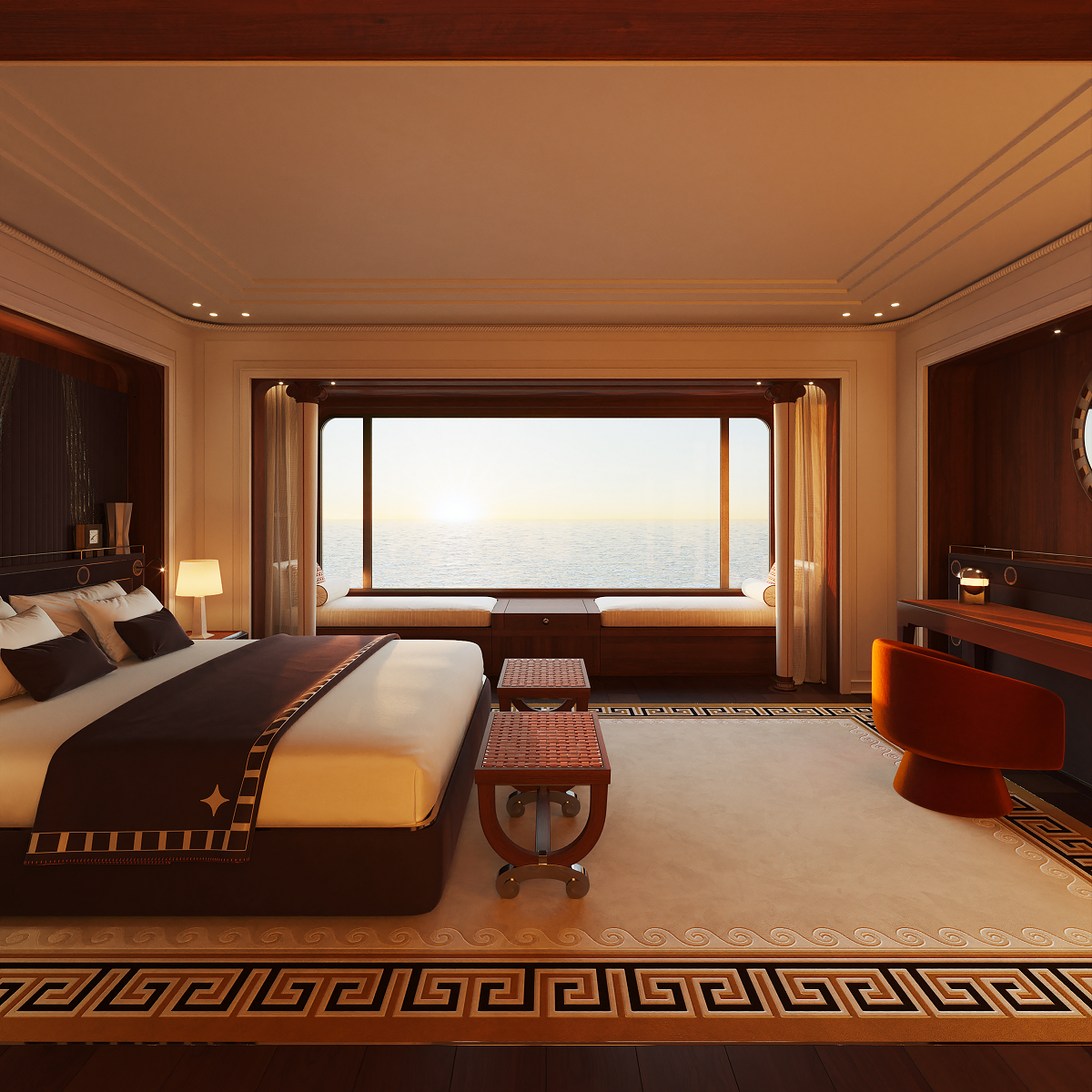 cabin suite bedroom in Orient Express Corinthian