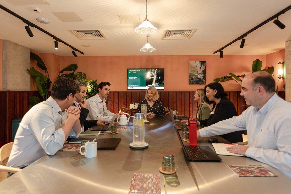 The new Board of Directors at Lamington Group discuss ideas around the board room table